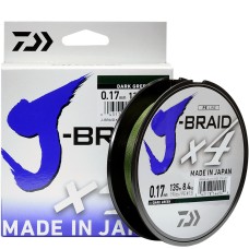 Плетеный шнур Daiwa J-Braid X4 Dark green 135м 0,29мм